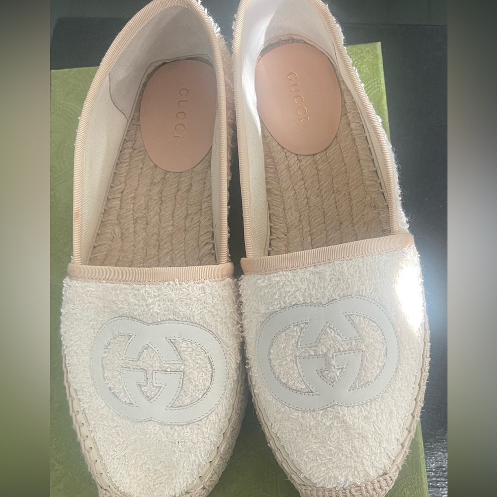 White Gucci Monogram Terry Espadrille EU 37.5